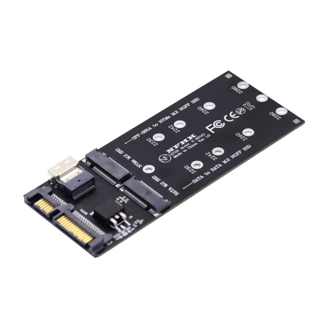 chenyangM.2 NVME PCIE SSD to SFF-8654 ＆ NGFF SATA SSD to SATA 2 in 1 Combo Adapter for Mainboard