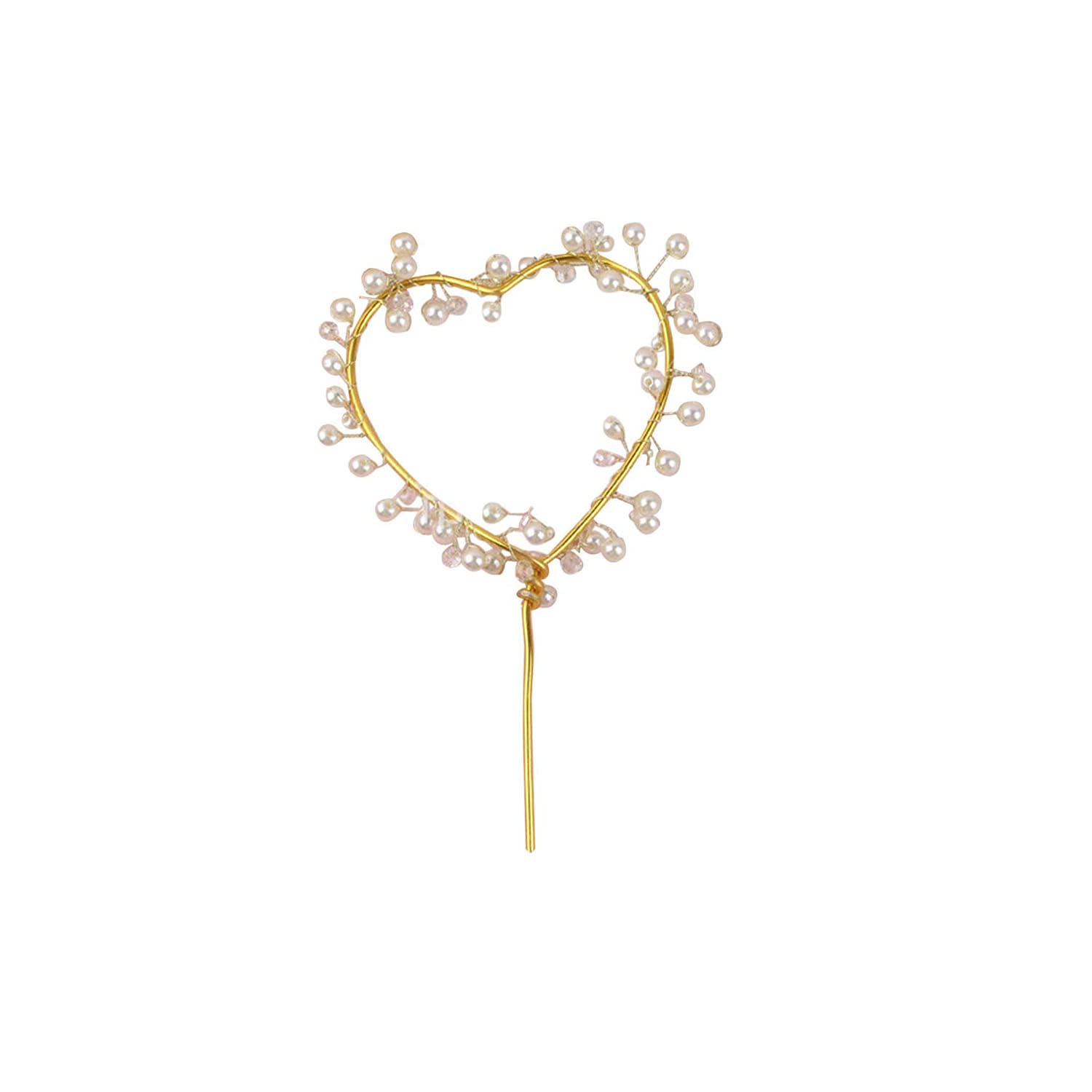 Infispace® Metal Heart Cake Topper with Shiny Pearls