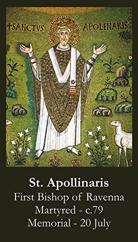 St. Apollinaris prayer card (5-pack), LAMINATED, with a free bonus card of Divine Mercy and one of the Footprints story