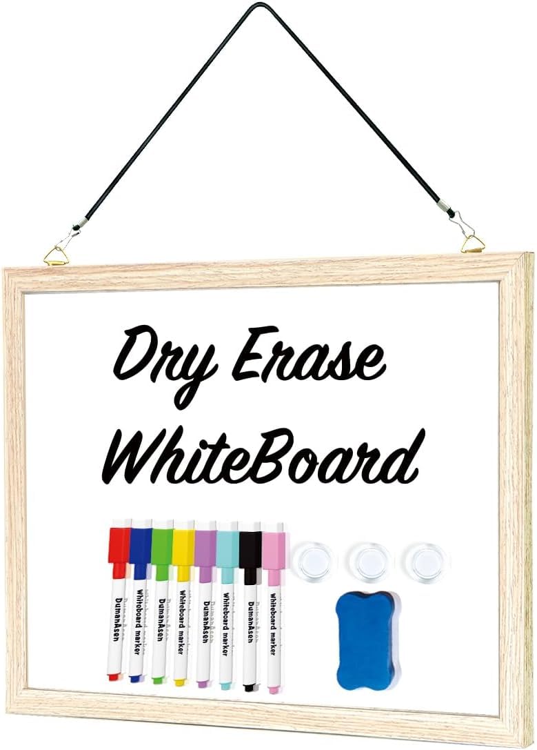 DumanAsen Dry Erase Whiteboard, A3 Size Magnetic White Board with 8 Marker, (40cm x 30cm)