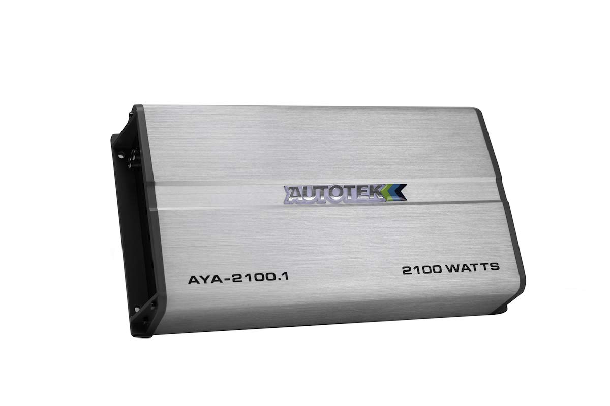 Autotek AYA-2100.1 Alloy Series Mono Subwoofer Car Audio Amplifier (Silver) – Class A/B Amp, 2100 Watt, Wired Bass Remote Included, Variable Electronic Crossover