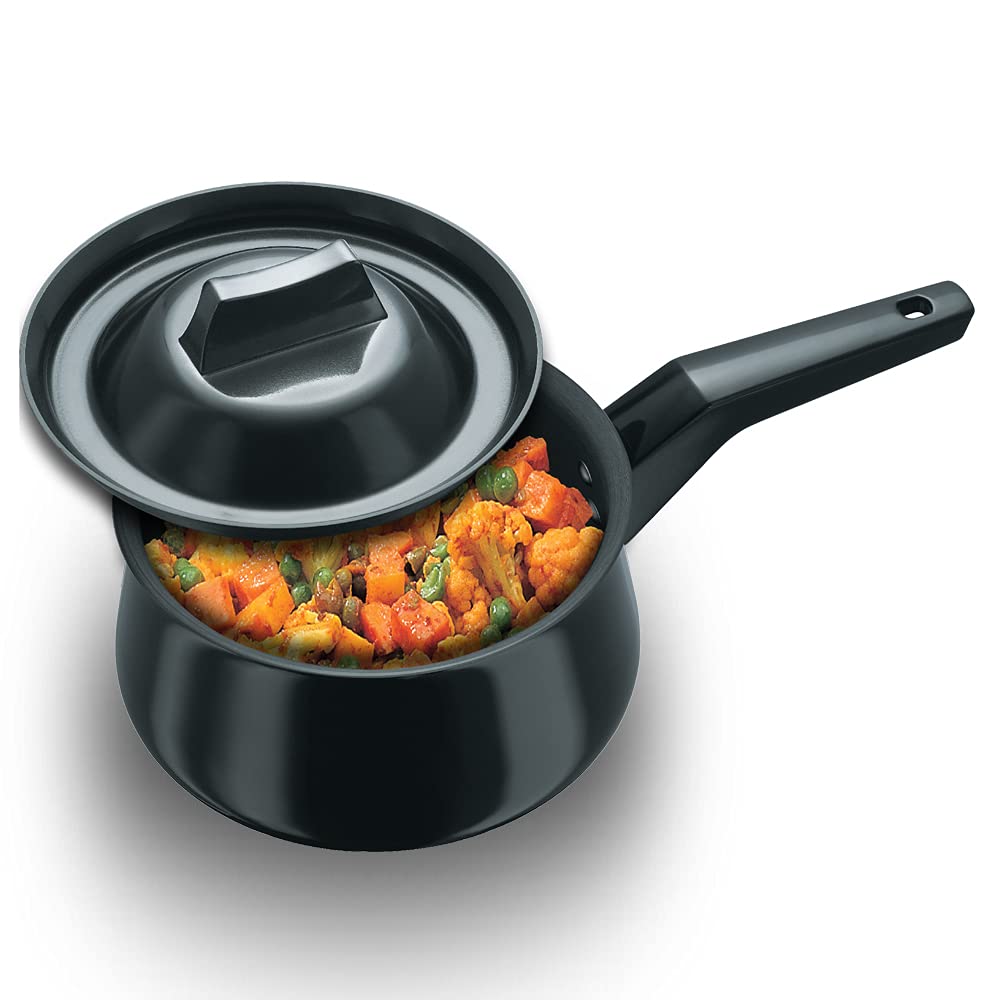 HawkinsFutura Hard Anodised Handi (Saucepan) With Steel LID, 4.06mm Thick, 2 Litres, Black