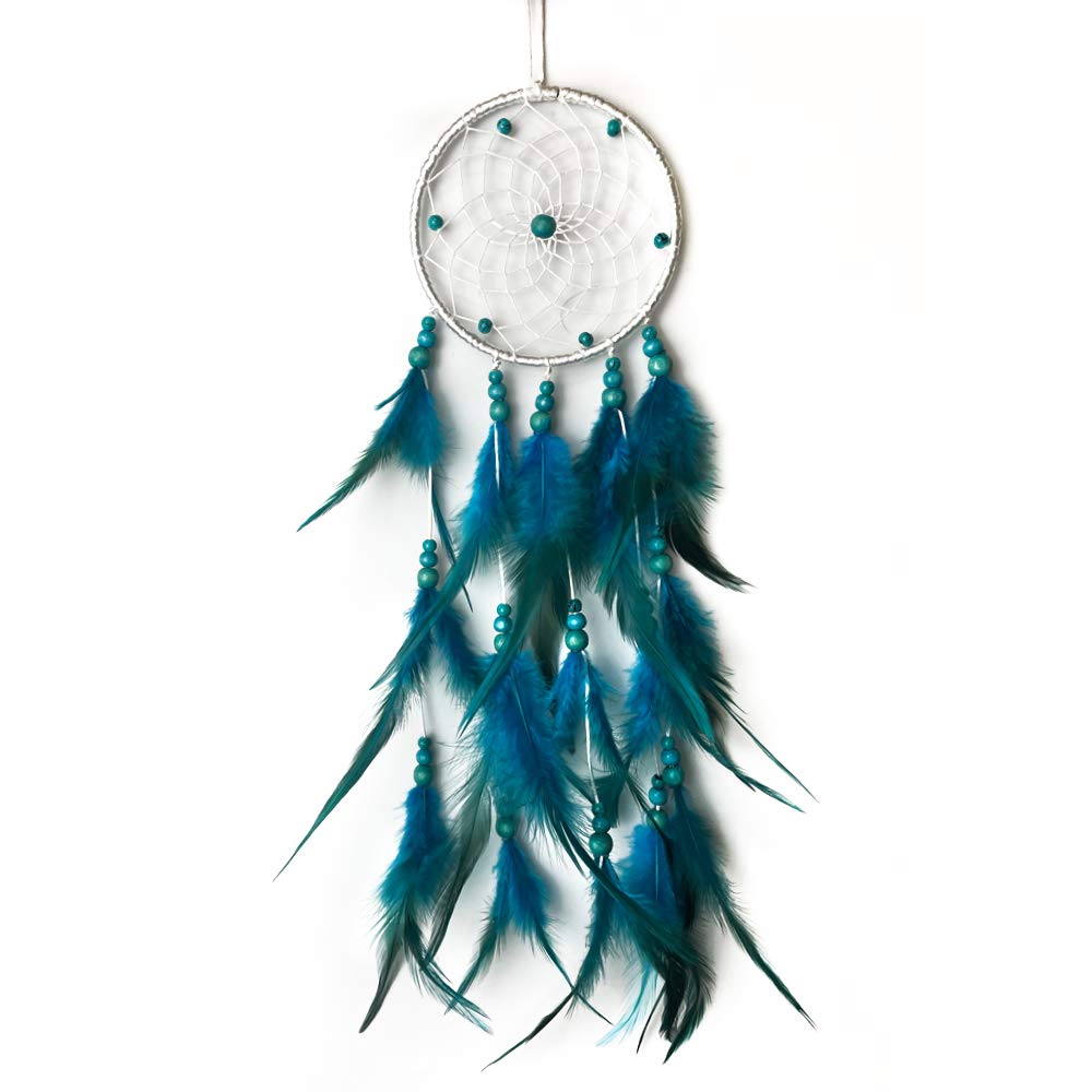 Blue Dream Catchers, Handmade Feather Native American Circular Net for Kids Bedroom, Car Interior Decoration, Wall Hanging Decoration Decor Nursery Wall Art Ornament Craft