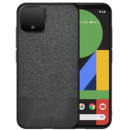 Google Pixel 4XL Case, WATACHE Fabric Canvas Business Men Slim Fit Anti-Scratch Shock-Absorbing Protective Case with Silicone Soft Edges for Google Pixel 4XL,Black