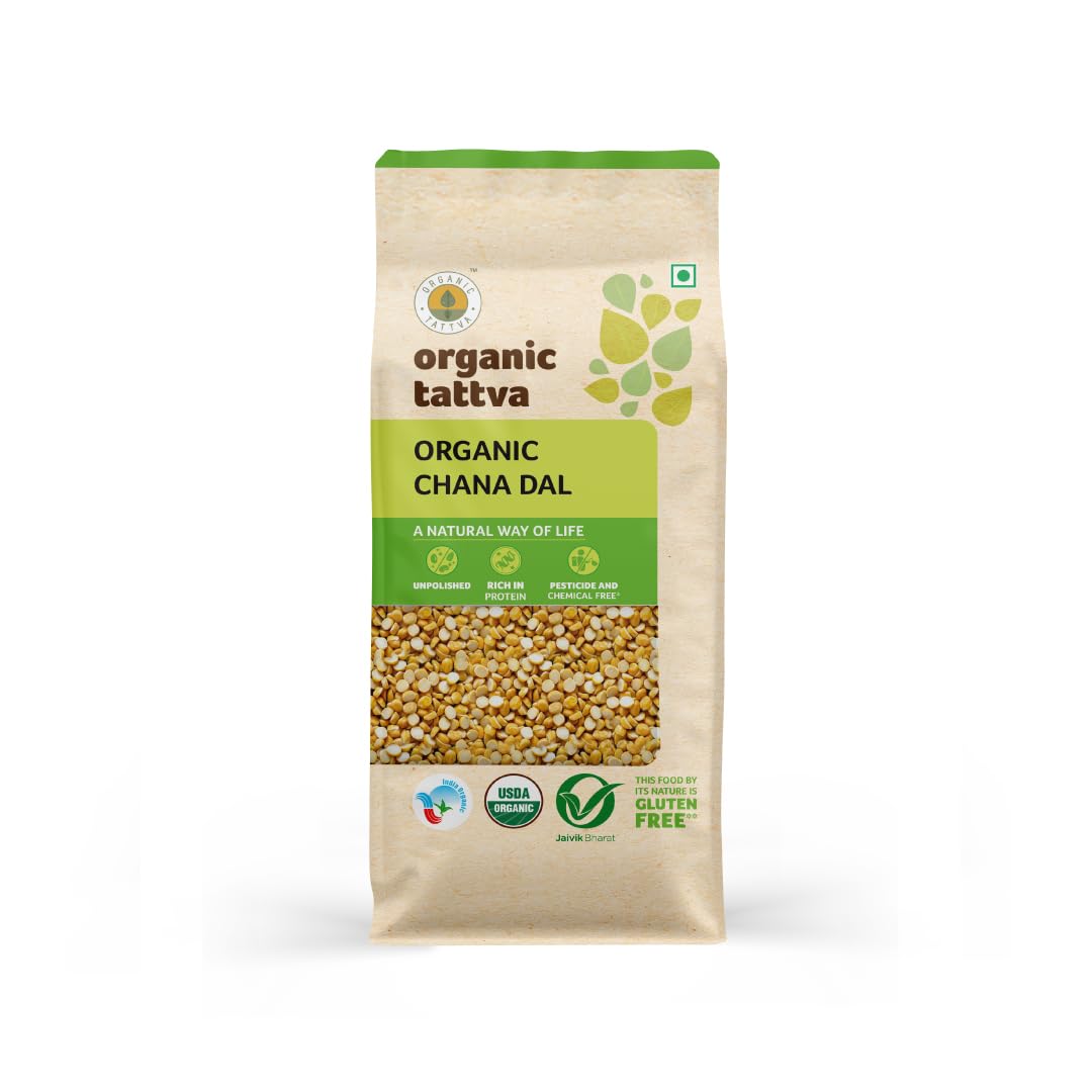 Organic Tattva, Organic Chana (Bengalgram) Dal 500 Gram | 100% Vegan, Unpolished and Gluten Free Dal