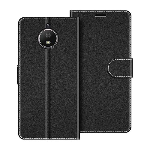 COODIO Handyhülle für Motorola Moto G5S Handy Hülle, Motorola Moto G5S Hülle Leder Handytasche für Motorola Moto G5S Klapphülle Tasche, Schwarz