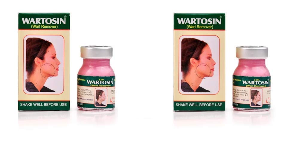 Artcollectibles India 2 X Wartosin Herbal Wart Remover Elevated Mole Skin Tag Removal -3Ml