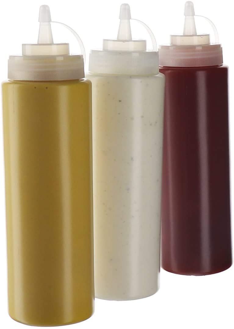 Zollyss 2pcs Plastic Squeeze Bottle Ketchup Mustard Honey Sauce Dispenser Bottle-White,650Ml