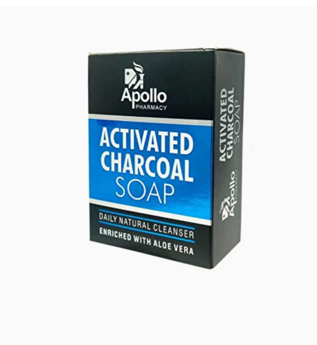 Apollo pharmacy activated charcoal soap enriched with Natural scrubber Aloe vera (pack of 3)