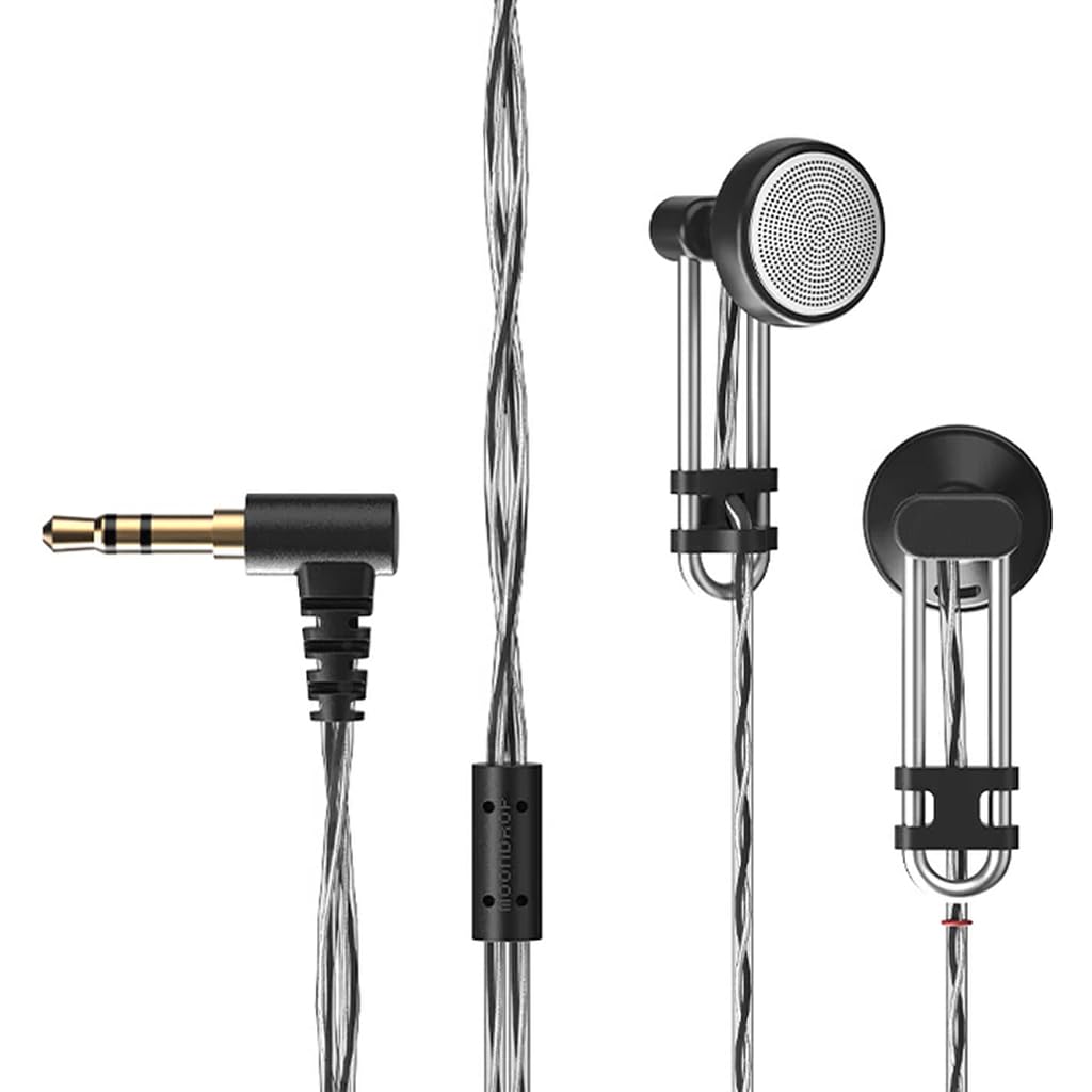 MOONDROP U-2 Wired Earphone, 14.8mm Large Dynamic Driver, Compressed Composite Paper Diaphragm, Innovative Shell Design, Flat Head Earphone with 3.5mm Plug (No Mic - Black)