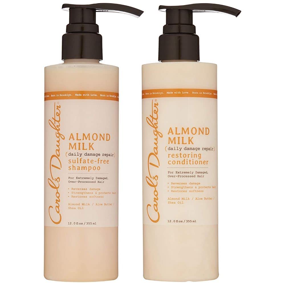 Carol's Daughter Almond Milk Daily Damage Repair Sulfate Free Shampoo and Conditioner Set for Damaged Hair, Shampoo and Restoring Hair Conditioner with Shea and Aloe