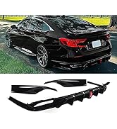 NINTE Rear Diffuser for 2018-2022 Honda Accord with W/LED Brake Light Rear Bumper Diffuser Lip + ...