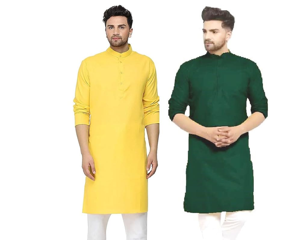 GOLAZO Men's Cotton Kurta Combo - Pack of 2 | Traditional Ethnic Wear for Festivals & Celebrations