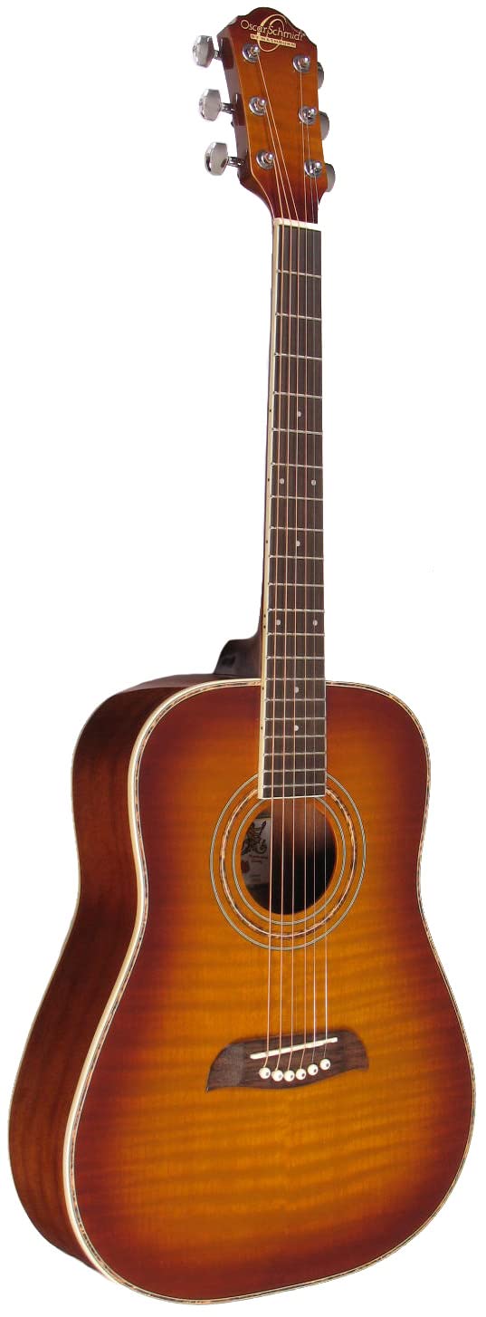 Oscar SchmidtOG1FYS-A-U 3/4 Size Dreadnought Acoustic Guitar (High Gloss) Flame Yellow Sunburst