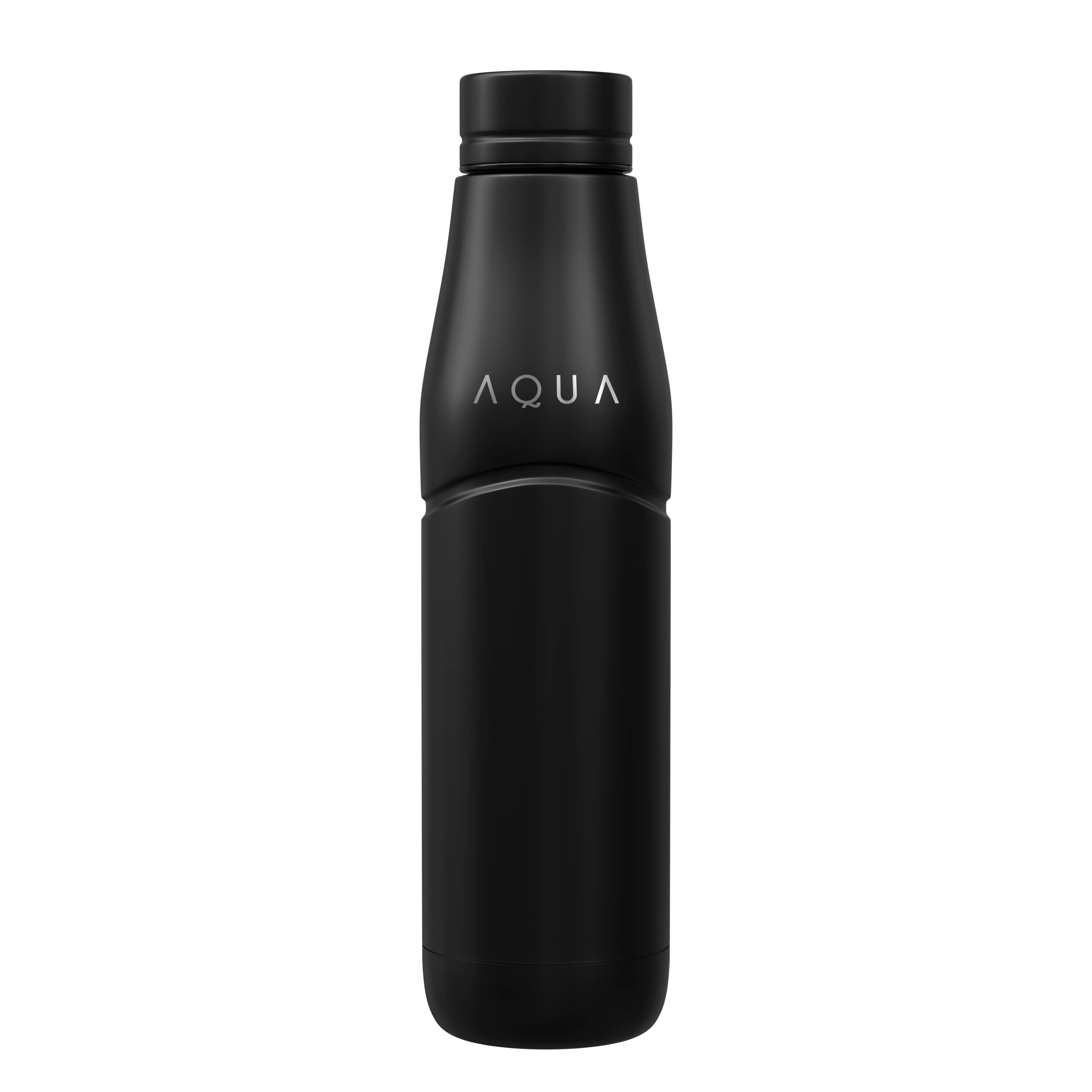 Aqua Stainless Steel Water Bottle 500ml- Black Matte Water Bottle for Kids, School, Gym, and Office- Double Wall Insulated Metal Helps to Keep Water Cold for 24 Hours & Hot for 12- Large & Sweat Free