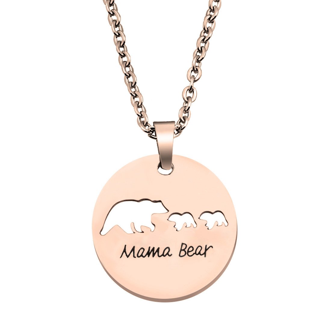 KUIYAI Sweet Mama Bear Round Pendant Necklace for Mother Grandma