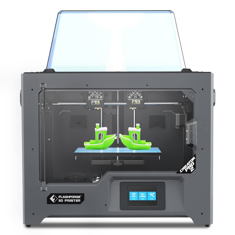 Flashforge 3D Printer Creator Pro 2,Independent Dual Extruder W/2 Spools,Direct Drive 3d printer,Metal Frame Structure,Optimized Build Platform, Acrylic Covers, For PLA/Pearl PLA/PVA/ABS/ABS Pro/Hips