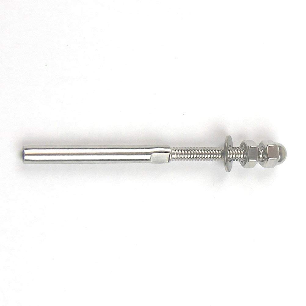 100 Pieces Stainless Steel Cable Railing End Fitting Terminal - Stud End Fitting- Right Hand Swage- 1/8" Cable - Hand Rail - Deck Railing