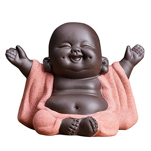 Kingzhuo Ceramic Little Cute Buddha Statue Monk Figurine Creative Baby Crafts Dolls Ornaments Gift Chinese Delicate Ceramic Arts and Crafts (Type 1)