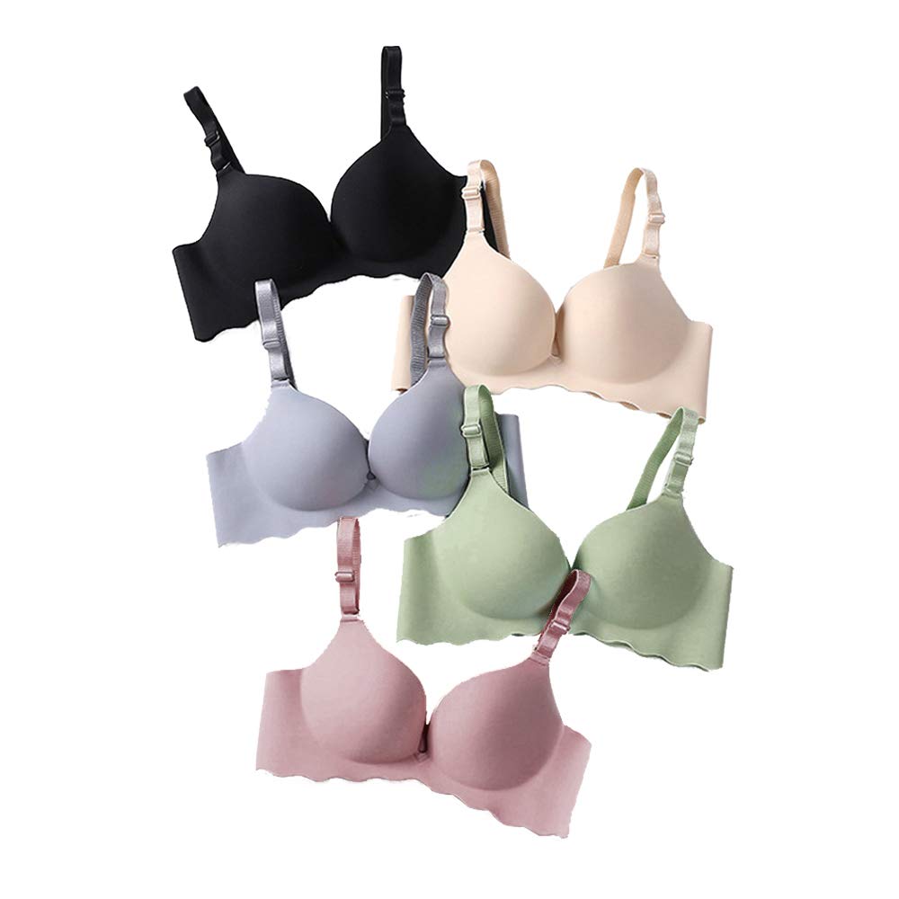 Pack of 5,Women Comfort No Wire Bras Seamless No Show Bra Pack