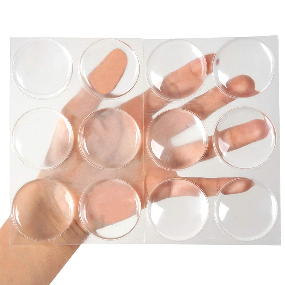 XfenvsDoor Knob Wall Shield, 12PCS Transparent Round Soft Rubber Wall Protector Self Adhesive Door Handle Bumper (Small Round 1.57 Inch, Clear)