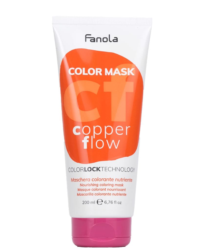 Fanola Nourishing Colour Mask, Nourishing and Conditioning Pigmented Hair Mask to Intensify Color and Temporarily Dye Hair, for Natural, Coloured and Bleached Hair, Copper Flow Shade, 200ml