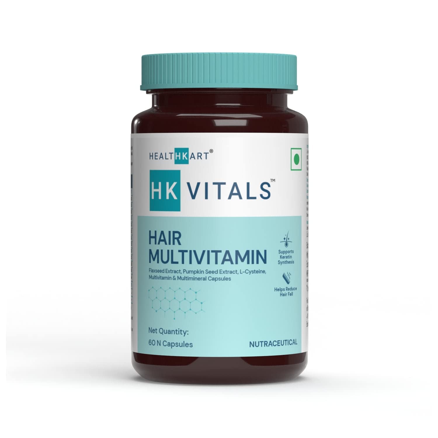 Miri HK Vitals Hair Multivitamin with DHT Blockers, Omega & Biotin, Supports Keratin Synthesis & Helps Reduce Hair Fall, 60 Multivitamin Capsules