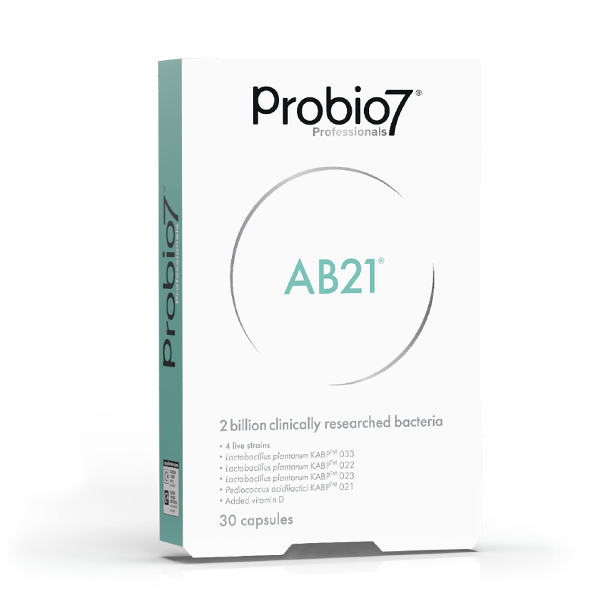 Probio7 Professionals | AB21 | 2 Billion Friendly Bacteria | Optimum Amount of Vitamin D - 30 Vegan Capsules