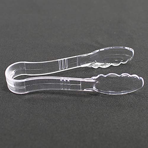 CMI Small Plastic Serving Tongs (6'' Scallop Tong),Clear,Pack of 12