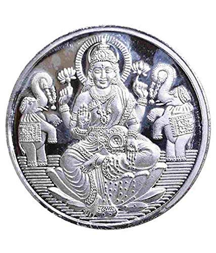 Shri Balaji Abhushan Bhandar Laxmiji Print Round Silver Shape Coin for wedding gifts (50 gms, Silver)