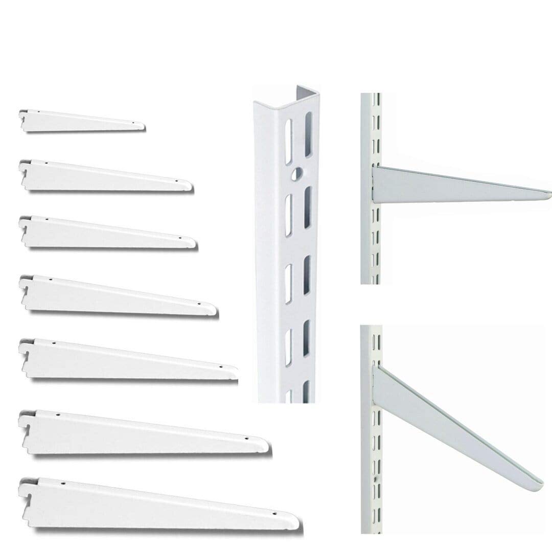 Super Heavy Duty 10 Pack 37cm OR 370mm White MSF Twin Slot Shelving Bracket