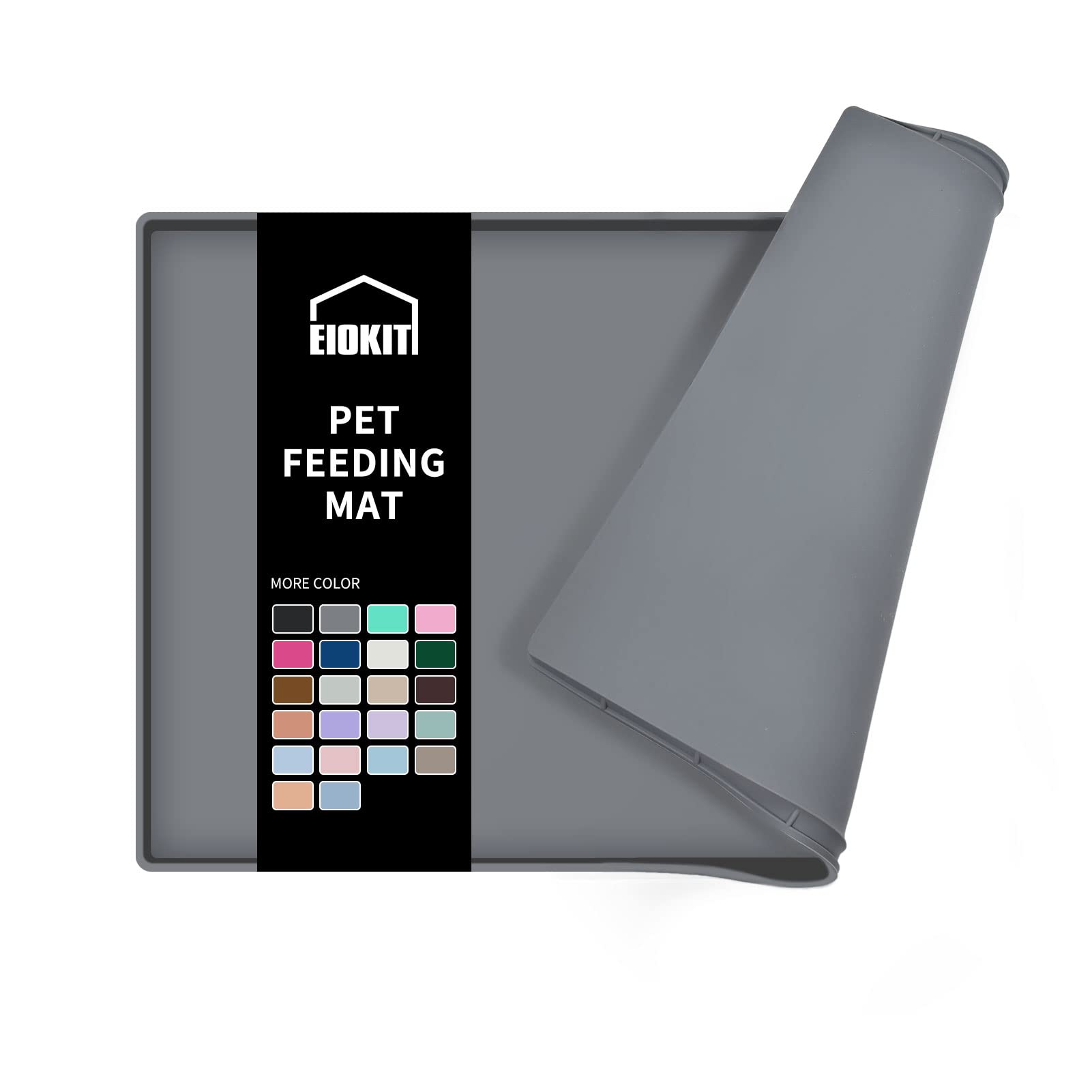 Dog Food Mat,Silicone Waterproof Dog Cat Food Tray,Non Slip Pet Bowl Mats Placemat,Size:(18.5" x 11.5") 0.6" Raised Edge,Suitable for Most Small and Medium-Sized Pets!