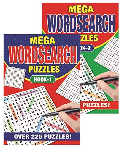 Martello A5 Mega Wordsearch Travel Puzzle Books - Word Search Brain Teaser Books 1 & 2