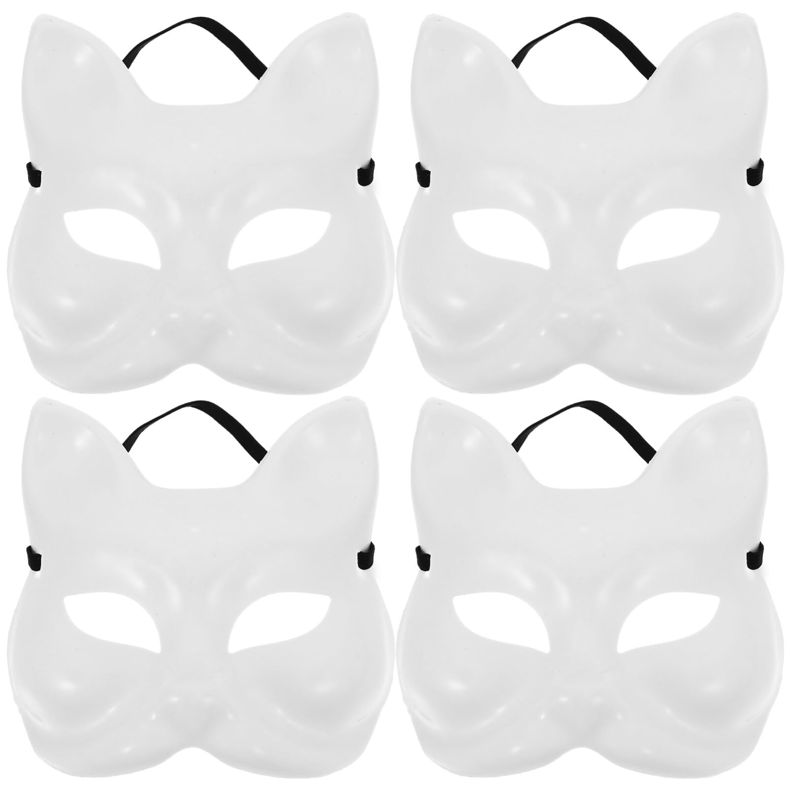 TENDYCOCO 4pcs Cat Mask DIY Blank Paintable Mask Fox Mask Unfinished White Plastic Blank Mask Craft Mask Halloween Party Masquerade Party Supplies