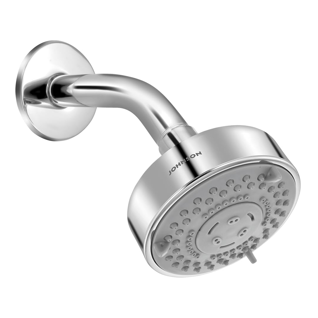 Johnson Marine 3 Flow Round Overhead Shower without Shower Arm| ABS Material | Multi-Flow Setting | Rain, Massage, Power Massage | |Anti-Corrosion | 1 Year Warranty (S0607CAMZ-Chrome)