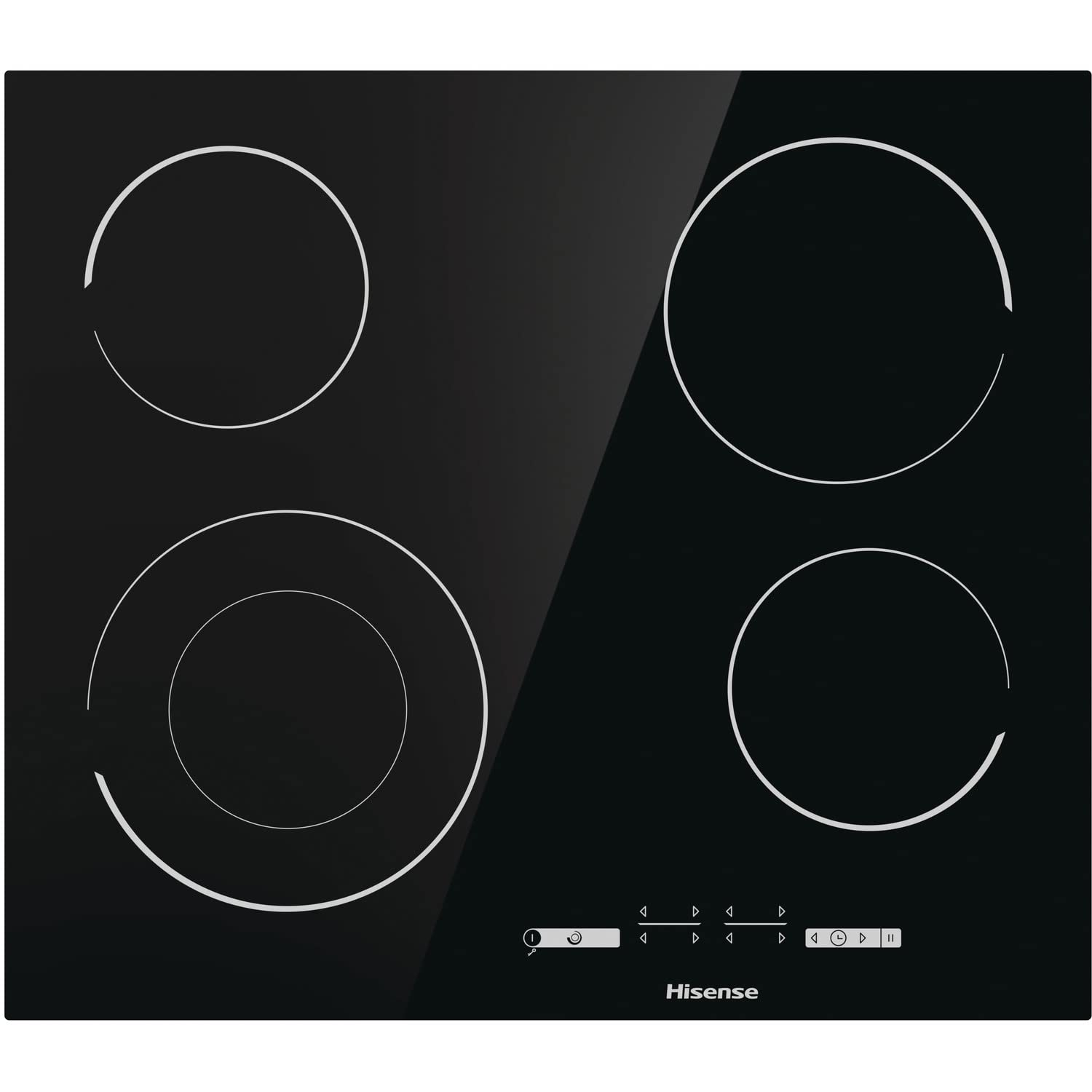 Hisense E6432C Built-in 60cm Electric Ceramic Hob with Child Lock, Touch control, Timer Function - Black 7200W, 20 x 24 x 2 inches (L x W x H)