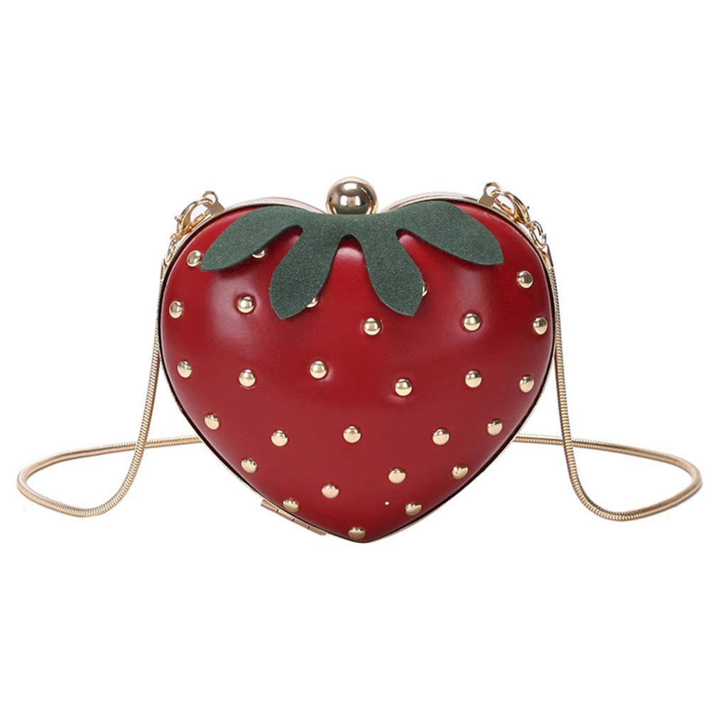 TENDYCOCOStrawberry Purse Strawberry Bag Leather Chain Purse Fruit Shoulder Bag Strawberry Accessories Kawaii Purse for Girls Lady Women