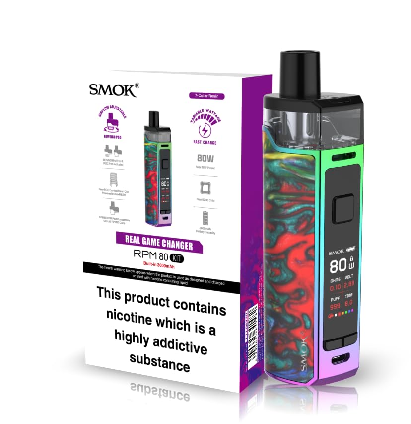 SMOK RPM 80 Kit: Advanced Vaping Power for Unmatched Performance and Flavor, It's Yours Now! (7 Color Resin) 2mL SMOK E Cigarettes Vape Kit No Nicotine