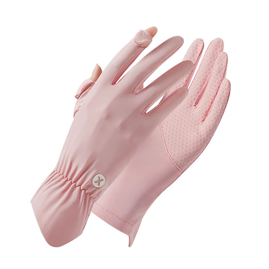 ULHYCWomen's Summer Gloves Ice-Feel UV Protection Short Gloves for Women Screen Touch Driving Gloves, Pink, One Size