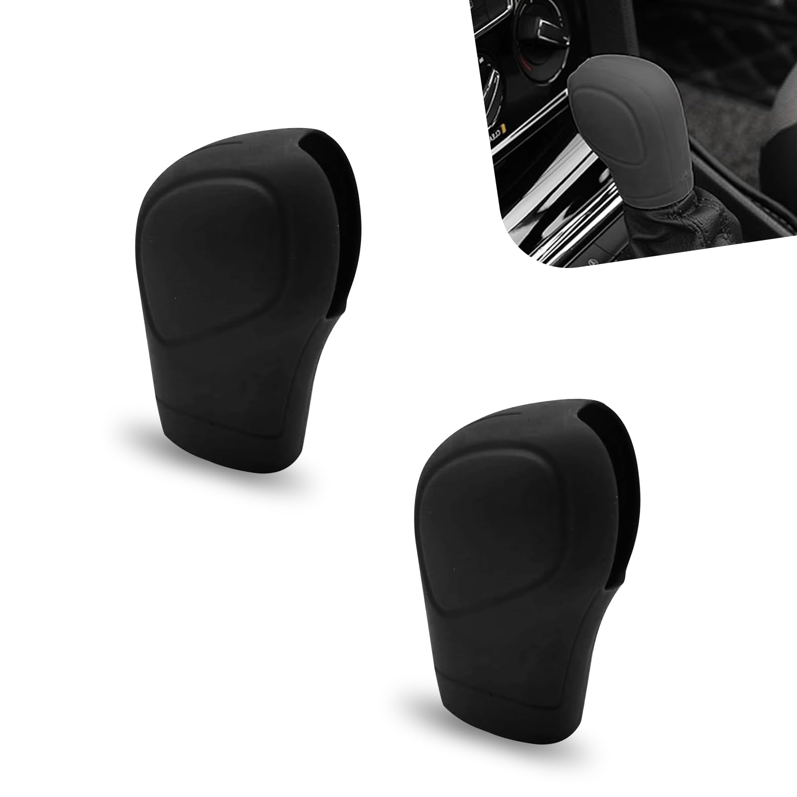 2 PCS Car Gear Shift Knob Cover, Universal Elastic Silicone Handbrake Cover Protector, Anti-Slip Automatic Shift Protect Accessories, for Most Cars Interior Accessories (Black)