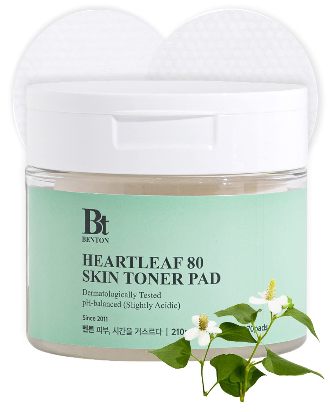 BENTON Heartleaf Toner Pads - Skin Texturizing Exfoliating Dual Embossed Pads - AHA, BHA, PHA, LHA - Soothing Face Peel Pads, 70 Sheets