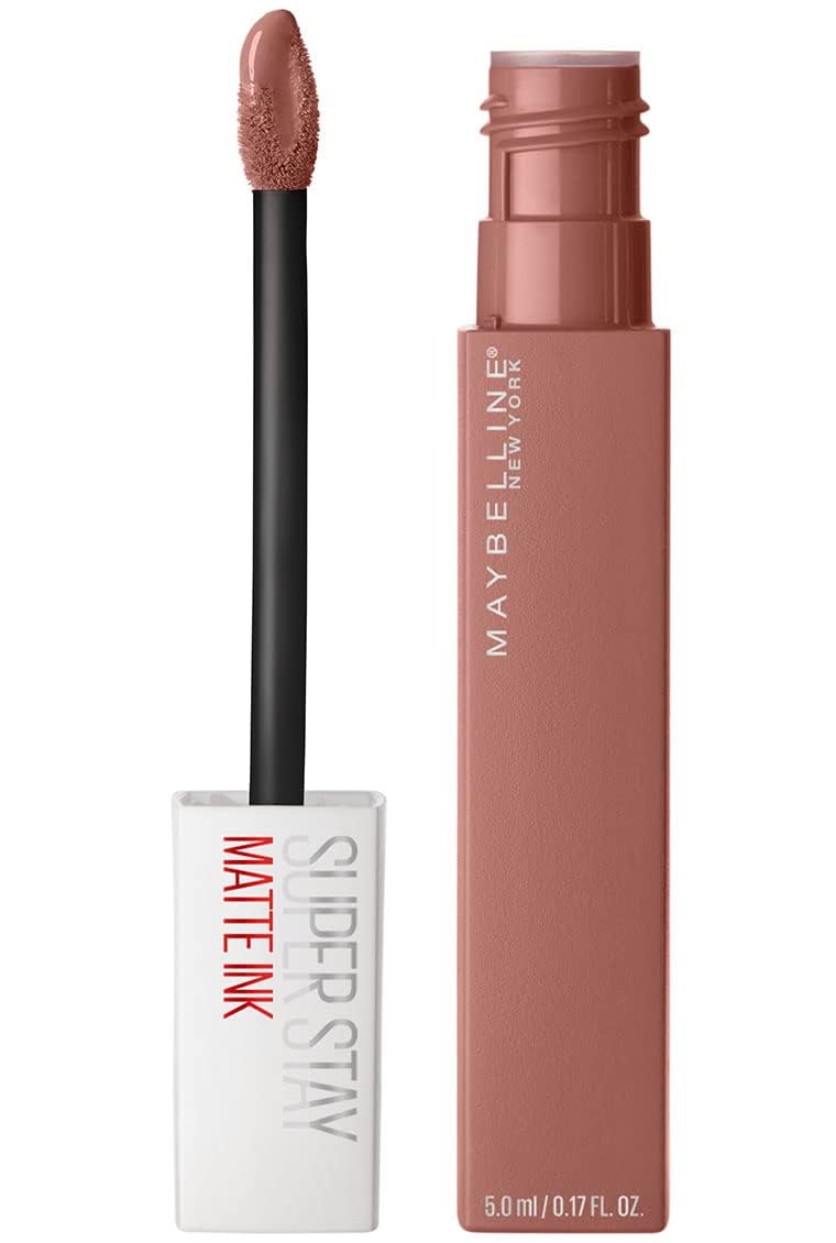 MAYBELLINESuper Stay Matte Ink Liquid Lipstick Makeup, Long Lasting High Impact Color, Up to 16H Wear, Seductress, Light Rosey Nude, 1 Count