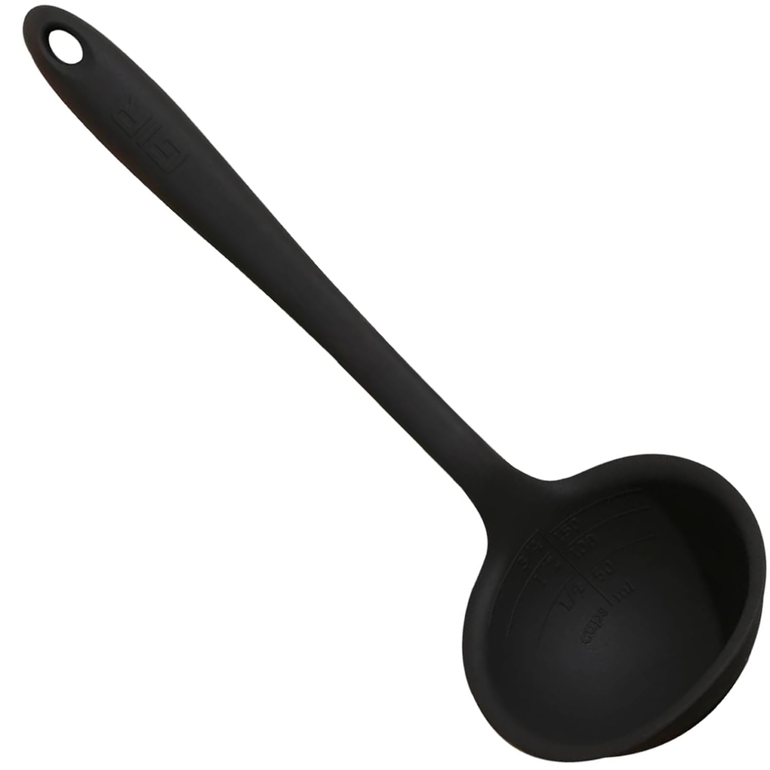 GIR: Get It Right Premium Silicone Ladle Serving Spoon - Non-stick Heat Resistant Seamless Kitchen Ladle for Soups, Stews, Dressings, and More - Ultimate, Black