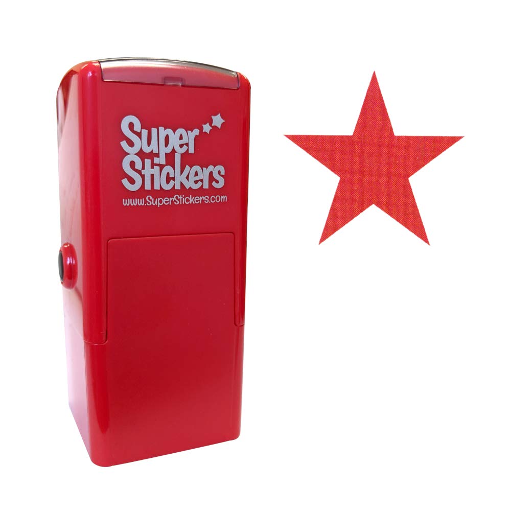 SuperStickers Pre-Inked Stamper for Marking - Red Star Design,Small