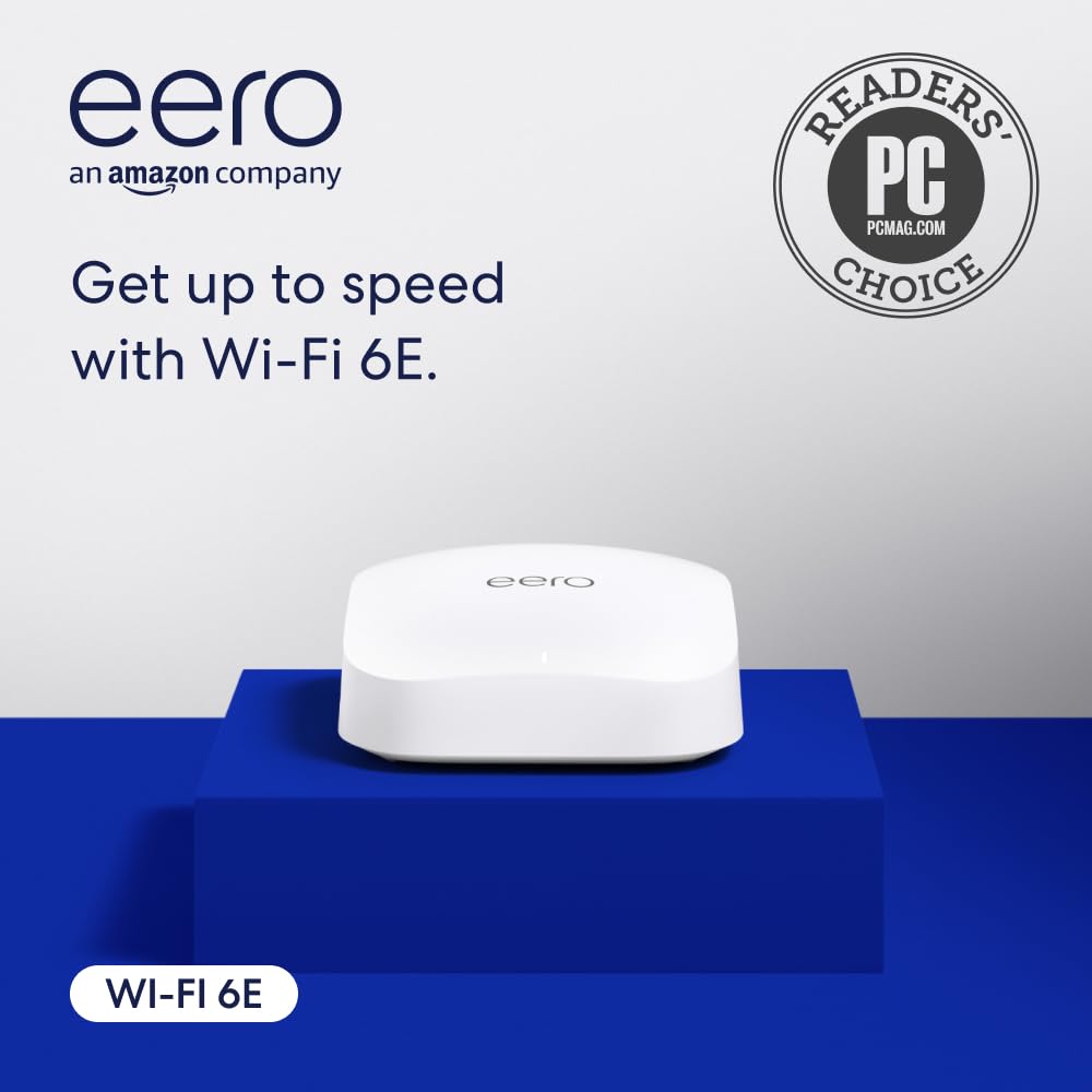 Amazon eero Pro 6E mesh Wi-Fi router | 2.5 Gbps Ethernet |Coverage up to 190 m2 | Connect 100+ devices | Ideal for streaming, working, and gaming | 1-Pack | 2022 release