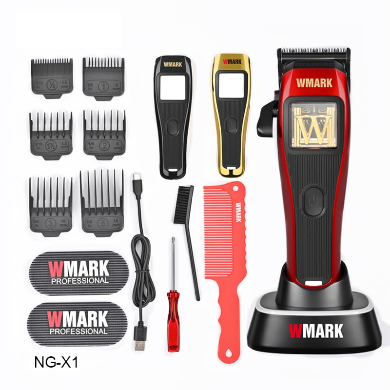 Professional Barber Cordless Hair Clipper ，10000 RPM Magnetic Microchipped Motor ， DLC Zero Gapped Fade Blade |，Rechargable Hair Clippers for Men ，NG-X1