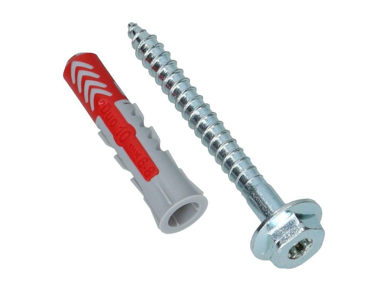 fischer DuoPower 3/8" x 2" (10x50mm) 25pcs Plugs & 25 Screws, Metric Version Powerful Universal Plug with Intelligent 2-Component Technology for Fastenings in Concrete, Bricks, Drywall, Chipboard