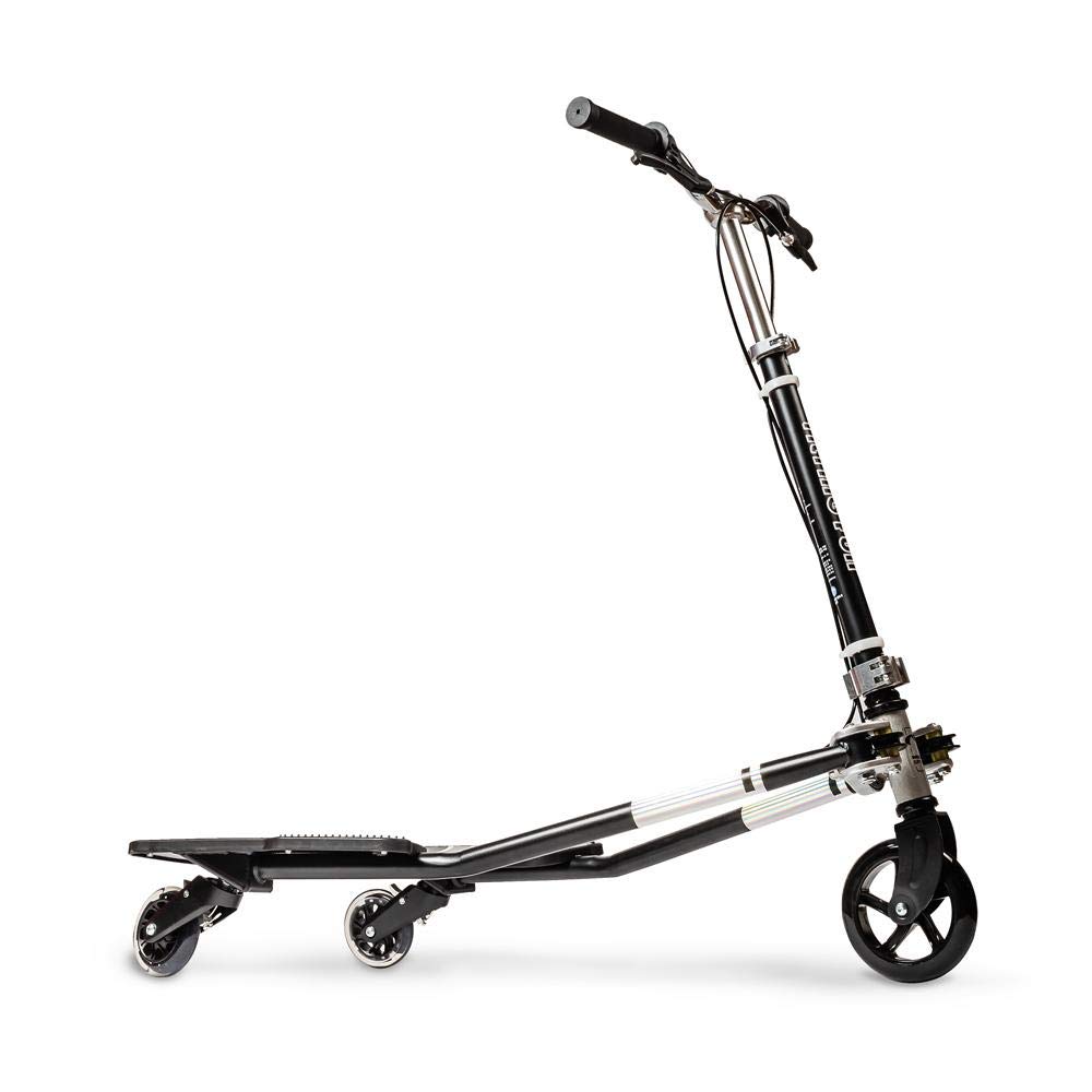 MSKI Semi Best Patented 3 Wheel Tilting Scooters, Ski in The City, Swing Wiggle, Handlebar Detachable, Self Propelling Speeder, Outdoor Sports, 3 Step Height Adjustable, Over 6 Years Old (Black)