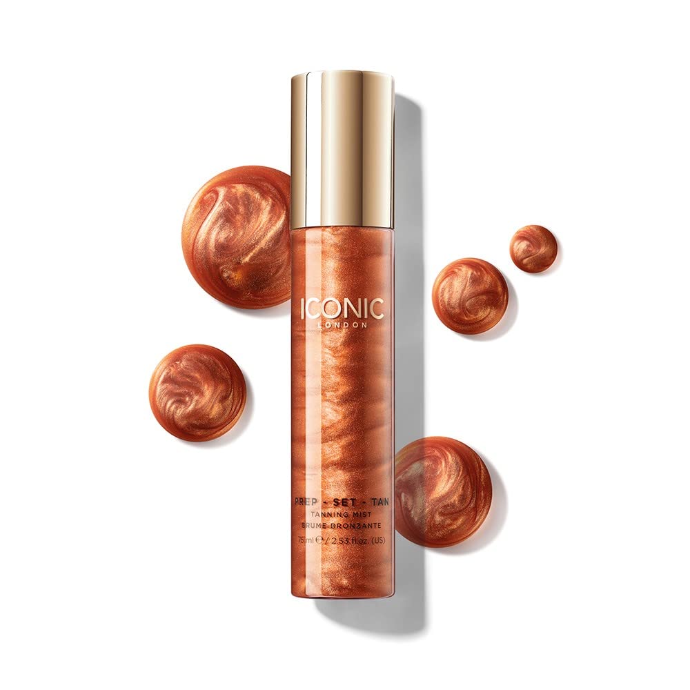 ICONIC London Prep Set Tan | Fake Tan Spray | Facial Tanning Water With Shimmering Pearl Pigments | Enriched with Hyaluronic Acid and Vitamins A, E & F | Glow