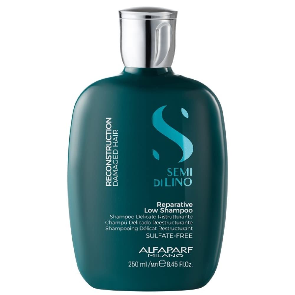 Alfaparf Milano Semi Di Lino Reconstruction Reparative Shampoo for Damaged Hair - Sulfate, SLS, Paraben and Paraffin Free - Safe on Color Treated Hair - Professional Salon Quality - 8.45 fl. oz.